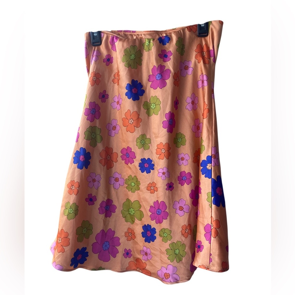 Lizzie McGuire! Strapless Orange Floral Mini Dress - Picture 7 of 11